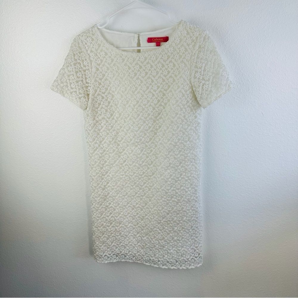 Catherine Malandrino White Floral Lace Dress Size 0 Lined Bridal Reception Party